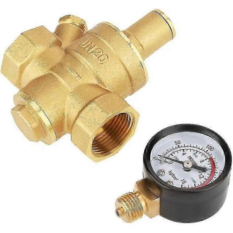 Régulateur de pression en laiton, réducteur de pression d'eau réglable DN20 en laiton avec manomètre. (1/5)
