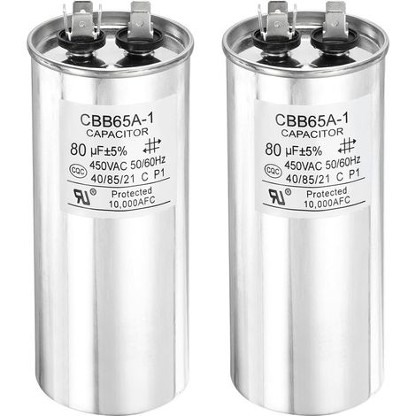 Pcs CBB65 Capacitor 80uf 450V Starting Capacitor for AC Electric Motor, Air Conditioning Compressor, Generator, Air Condenser (1/5)