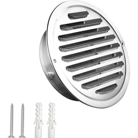 Grille D’aération Ronde 70mm En Acier Inoxydable Avec Moustiquaire, Grille D’extraction Inox Avec Lamelles Coupe-vent, Grille De Ventilation Anti-insectes Pour Cuisine Salle De Bain Garage (1/5)