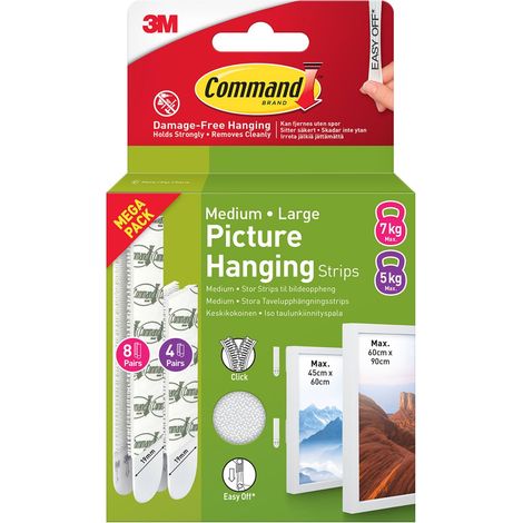 Command 7100336379 Picture Hanging Strips Medium & Large Value Pack COM17209WHI