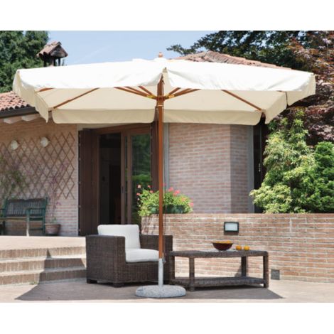 Regenschirm mit Holzschaft, Farbe ecru, Leinwand 300x300 cm MALIGI HOME MG/BORGOGNA Ecrù (1/2)