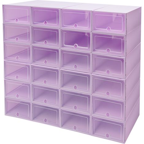 24er-Set Kunststoff-Aufbewahrungsboxen für Schuhe, 4,5 kg – 33 x 23 x 14 cm – Mit Klappdeckel – Transparenter Deckel mit runden Aussparungen – Schuhaufbewahrung für den Kleiderschrank (1/5)