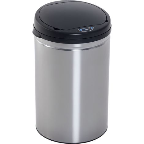 Sensor Mülleimer 30L Automatischer Mülleimer mit Soft-Close-Deckel, Bewegungssensor, Wasserdichter Abfalleimer Müllbehälter Abfallbehälter für Büro, Schlafzimmer, Küchen Schwarz+Silber