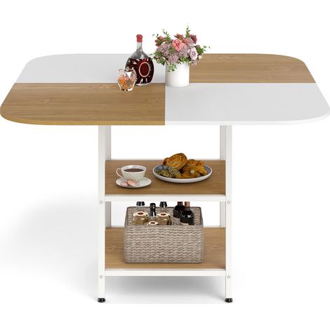 table à manger carrée bois plateau multicolore étagère rangement 2 niveaux large surface meuble accent moderne dîner bureau appartement intérieur sa (1/5)
