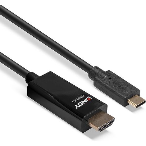 Câble de raccordement LINDY USB-C® mâle, Fiche mâle HDMI-A 5.00 m noir 43315 4K UHD Câble d'afficheu