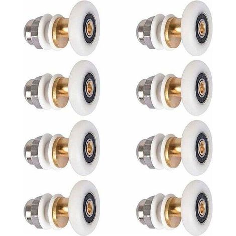 Roulette Porte Douche, Roulettes de Porte Coulissante Cabine de Douche Porte Poulies Roue de Rechange pour Rouleau avec Diamètre de Roues 27mm, 8 Pièces-Chrom (1/5)