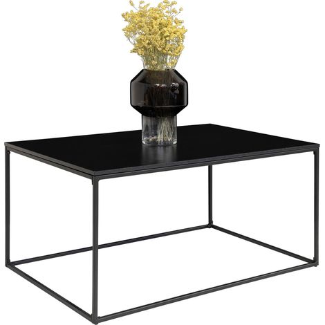 Tavolino da salotto Vita in nero con struttura in acciaio, 90×60×45 cm