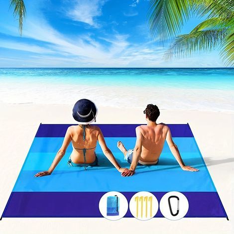 Manta de playa impermeable y resistente a la arena de 2,1 × 2 m — Azul degradado — (1/5)