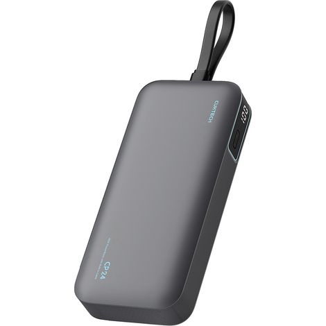 Powerbank da 20000 mAh con porte USB-A e USB-C e cavo integrato, 40 W - grigio (1/5)