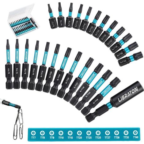 Sicherheits-Torx-Bitset 25-tlg. S2-Stahl mit Magnetspitze & Halter (1/5)