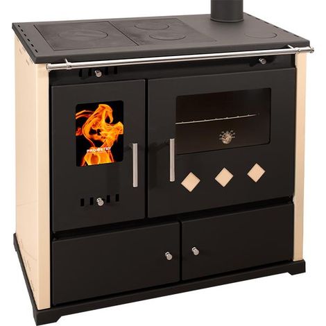 Cucina a Legna con Forno Prometey Pr. Lux Eco 9.4 kW Ghisa – Avorio Destra (1/5)