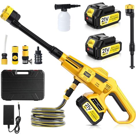 Cordless Pressure Washer with 2 x 4000 mAh Batteries 6-in-1 Nozzle and Adjustable Pressure Control Connectable to Faucet High Pressure Washer for Cars Floor Daily Dirts (1/5)