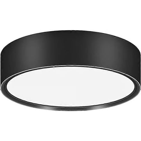 Plafonnier LED ultra-mince moderne pour couloir, rond, en aluminium noir, lumière chaude 3000K, 12 cm/15 W