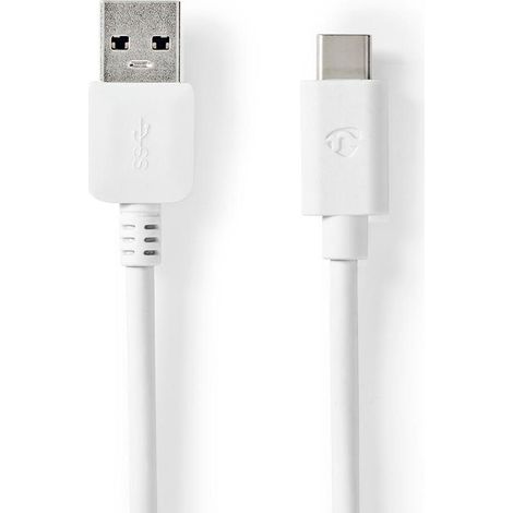 Cable usb usb 32 generacion 1 usb a macho usb c macho 60w 5 gbps niquelado 200 metros redondo pvc blanco caja