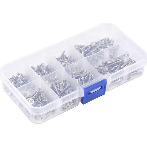 Kit de 200 vis à tête plate M3 en acier inoxydable, vis autotaraudeuses haute résistance pour meubles en bois JN (1/5)