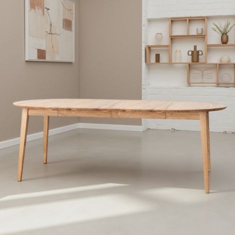 Table à manger ronde chêne massif extensible Ø110cm JONAS (1/2)