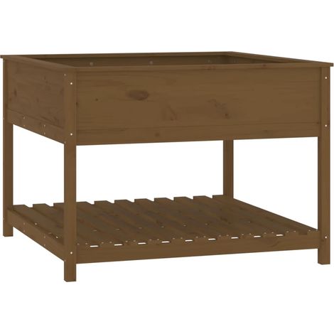 Vassoio per fioriera aiuola rialzata piante fiori terrazza giardino e scaffale 111,5 x 111,5 x 81 cm legno di pino marrone 020038612