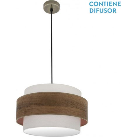 Colgante Myriam 2xe27 Cuero/Madera Oscura Regx50x50 Cm