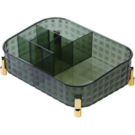 Plateau de rangement pour maquillage, grande capacité, à poser sur le comptoir, pour pinceaux, rouges à lèvres et soins de la peau (vert). (1/5)