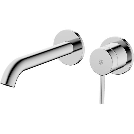 BERNSTEIN - Miscelatore lavabo a parete, acciaio inox, cromato, getto delicato e risparmio idrico - 6,7x6,7x17cm (LxAxP) - VIREO	cromo