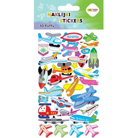 Autocollants 3D en relief représentant des avions, 10 x 20 cm, couleurs joyeuses