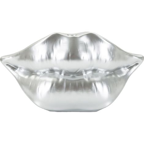 Vase Déco en Résine "Mouth" 23cm Argent