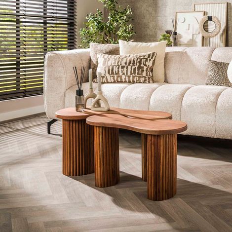 Table de salon organique en bois d'acacia EDEN (lot de 2) (1/5)