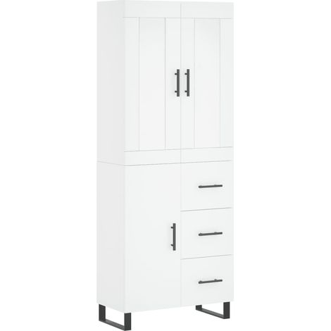 Buffet credenza cassettiera armadio mobile contenitore organizer cucina soggiorno salotto alto 69,5 x 34 x 180 cm legno ingegnerizzato bianco 020032592