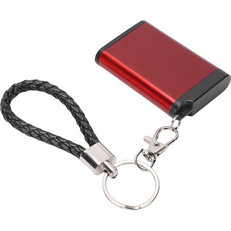 Tube de rangement en métal avec porte-clés, format de poche, en alliage d'aluminium étanche et multifonctionnel, idéal pour le camping et les voyages (rouge). (1/5)