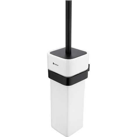 Nimco Kibo - Wandhängende Toilettenbürste mit Halter, Keramik weiß/schwarz matt Ki-14094K-90