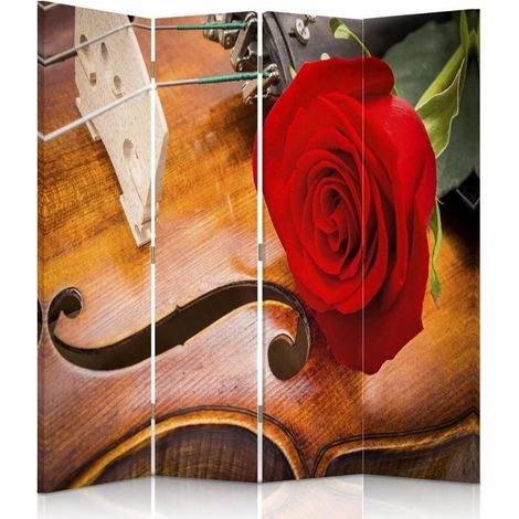 Paravento bilaterale, Rosa su un violino - 145x170 (1/5)