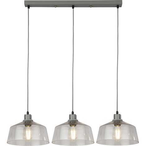 Searchlight Odeon Lampadario a sospensione a 3 barre luminose in metallo grigio e vetro (1/4)