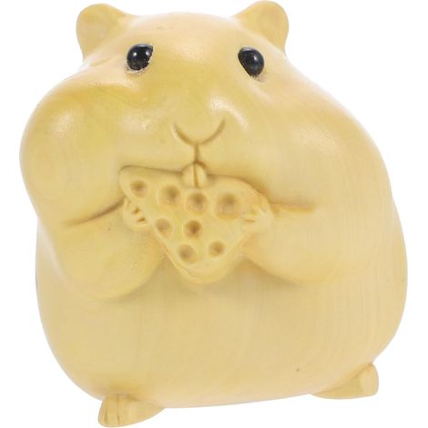 Petite Statue de Hamster Sculptée en Bois, Décoration (1/5)