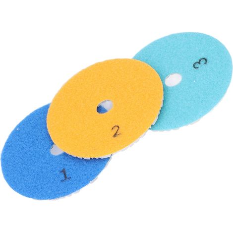 Ensemble de 3 disques de polissage diamantés de 10 cm (4 pouces) pour marbre, terrazzo et béton. (1/5)