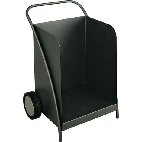 Heibi Holzwagen aus pulverbeschichtetem Stahl schwarz glimmer 42x51x77 cm Kaminholzwagen