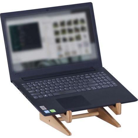 Support pour ordinateur portable en bambou, 10-15 pouces, réglable (1/5)