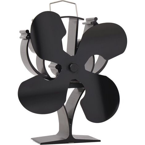 Ventilateur de poêle alimenté par la chaleur à 4 pales pour poêle à bois/bûchers/fi – Respectueux de l'environnement (Noir) (1/3)