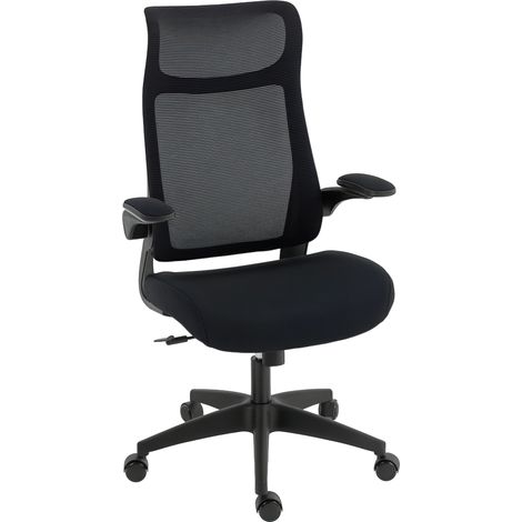 Chaise de bureau ergonomique avec accoudoirs 3D, dossier en maille, dossier en forme de S, appui-tête, fonction d'inclinaison, noire