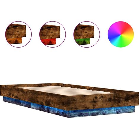 Maison Exclusive - Estructura de cama con luces LED roble ahumado (1/5)