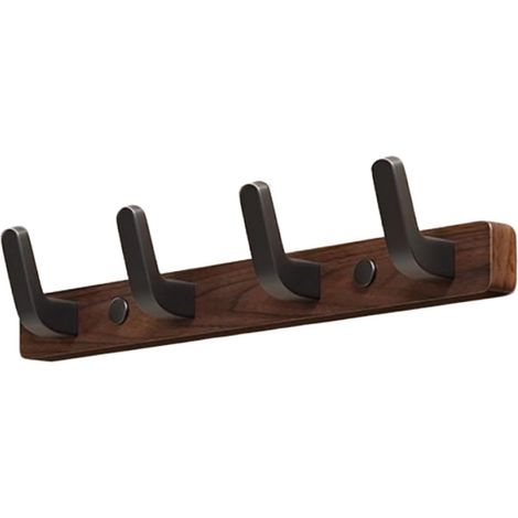 Garderobenständer – Wandgarderobe – Garderobenständer mit Haken – Aufbewahrungsständer – 35 × 3 cm – Garderobenständer aus Holz – Walnuss – 4 Haken – Farbe: Walnussholz (1/5)