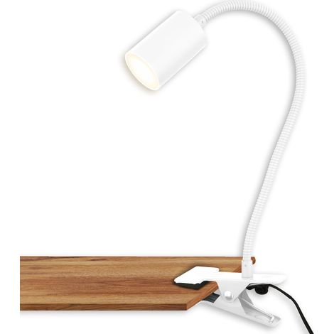 Lampe de bureau avec interrupteur à fil, couleur de lumière blanc chaud, orientable, fiche, lampe de lecture, lampe à pince, lampe de chevet, lampe de lecture pour enfants, 40cm, blanc (1/5)
