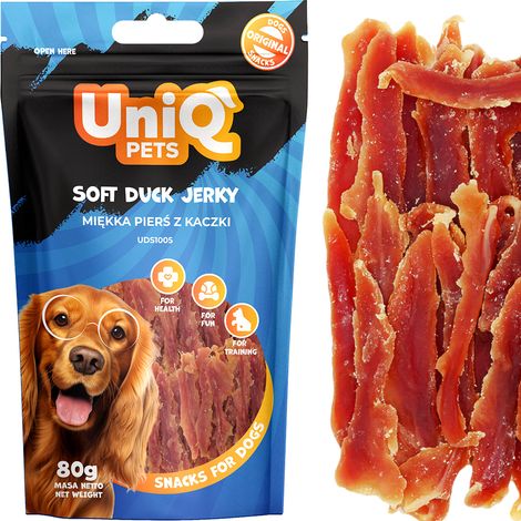 Hundeleckerli Weiche Entenbrustfilets (94%) UniQ Pets 80g