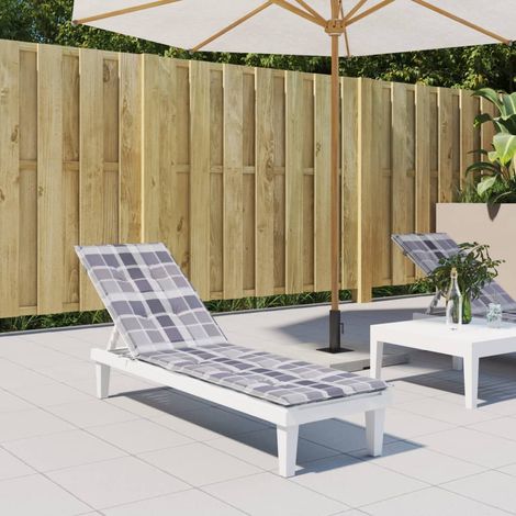 Coussin de chaise de terrasse,matelas assise avec Grand Confort carreaux gris (75+105)x50x3 cm -AD65350 (1/5)