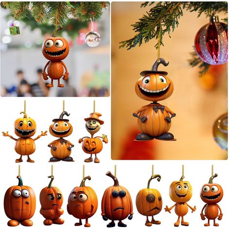 Pumpkin - Resine - Décoration Halloween Intérieur Extérieur - Pendentif Porte-Clés Sac À Dos Voiture - 1 Pièce (1/4)