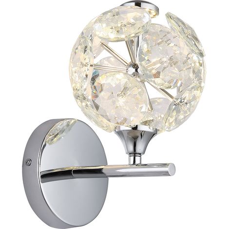 Wandleuchte Kristallleuchte Flurlampe LED chrom Wohnzimmer Kugellampe Metall (1/5)