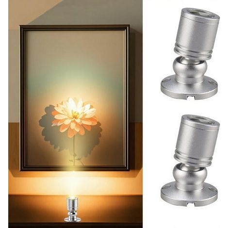Set of 2 360° Rotating LED Spotlights, USB Surface Mounted, 3000K Warm White, for Wardrobe/Hallway (1/5)