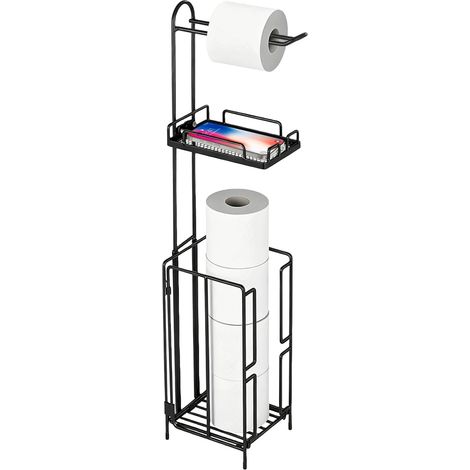 Porte-papier toilette sur pied avec étagère, organisateur de sol (1/5)