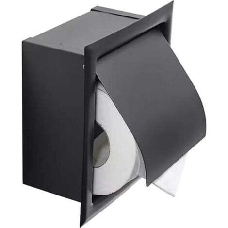 Versenkbarer Toilettenpapierhalter aus Edelstahl mit Deckel, platzsparendes Design, mattschwarz, geeignet für Küche, Schlafzimmer und Badezimmer