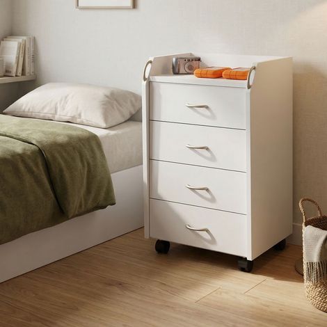 Dmora Kommode mit Rollen, 4 Schubladen, 40 x 36 x 65 cm, Büromöbel, weiß (1/5)