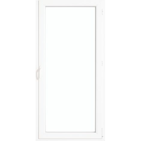 Porte-fenêtre PVC 2150x800mm blanc – ouvrant à la française tirant gauche – dormant monobloc 120mm – isolation thermique et acoustique